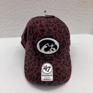 47 Black White Wine Cheetah Animal Print Hawkeye Iowa University Embroidered Hat